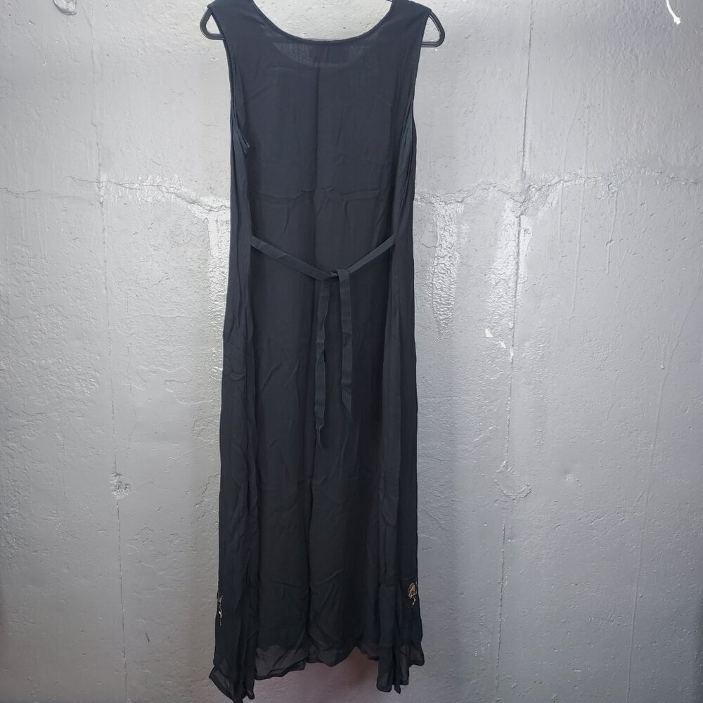 Vintage Maxi Dress Lrg Variations Sheath Embroidery Flower Sheer Lined  Y2K 90's - Picture 4 of 14